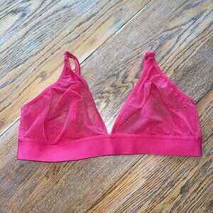NEGATIVE UNDERWEAR pink mesh wireless/padless bra/exc cond/5